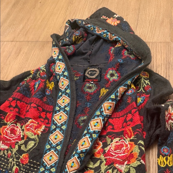 Johnny Was Multicolor Embroidered Hooded Cape - Picture 3 of 5